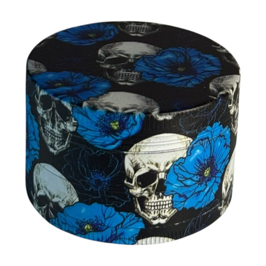 Grinder "Skulls & Flowers blue" (4-teilig)
